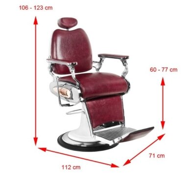 Profesionali barberio kėdė kirpykloms ir grožio salonams GABBIANO MOTO stilius, bordo spalvos