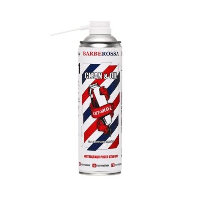 BARBEROSSA CLEAN & OIL kirpimo mašinėlių peiliukų priežiūros aliejus, 500ml BARBEROSSA CLEAN & OIL kirpimo mašinėlių peiliukų priežiūros aliejus, 500ml