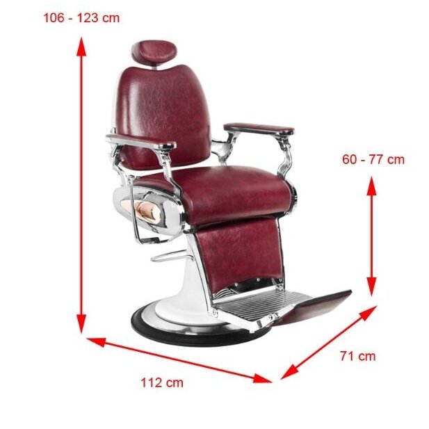 Profesionali barberio kėdė kirpykloms ir grožio salonams GABBIANO MOTO stilius, bordo spalvos 1