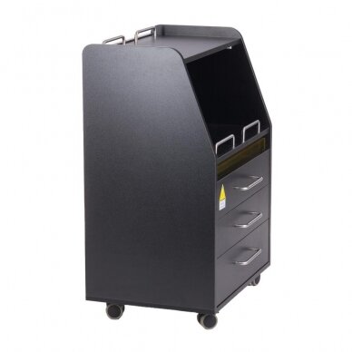 Profesionalus podologinis vežimėlis-spintelė kosmetologams su UV sanitizatoriumi MOD 601, juodos spalvos 2 Profesionalus podologinis vežimėlis-spintelė kosmetologams su UV sanitizatoriumi MOD 601, juodos spalvos 2