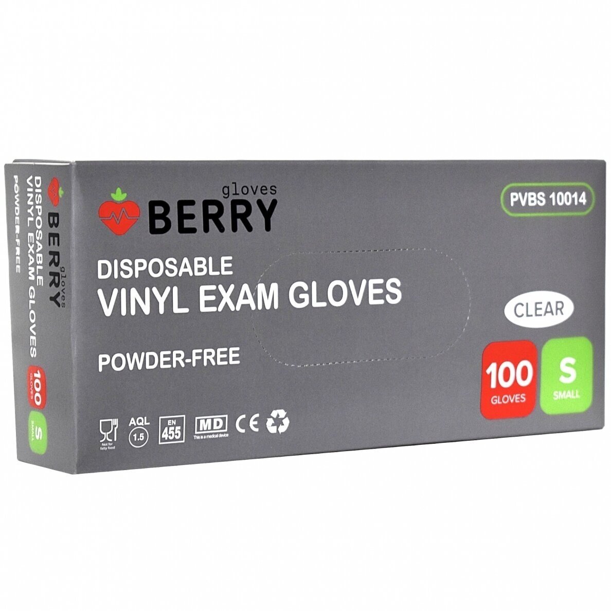 BERRY vienkartinės vinilinės pirštinės be pudros (skaidrios, apsauginės), 100vnt 1