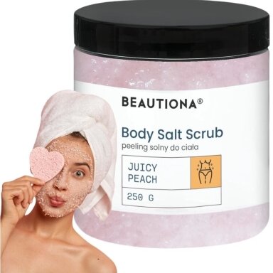 BEAUTIONA kūno šveitiklis su vitaminu E ir saldžiųjų migdolų aliejumi su persikų aromatu, 250 g BEAUTIONA kūno šveitiklis su vitaminu E ir saldžiųjų migdolų aliejumi su persikų aromatu, 250 g
