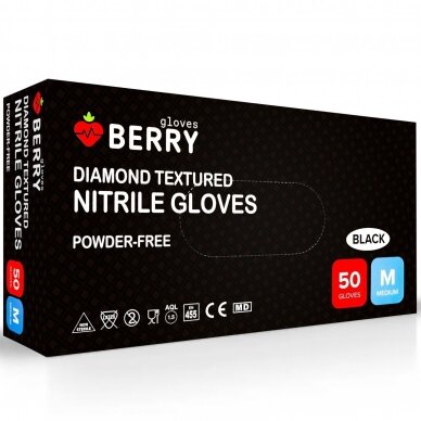 BERRY vienkartinės nitrilinės  pirštinės juodos spalvos 100 vnt. 3