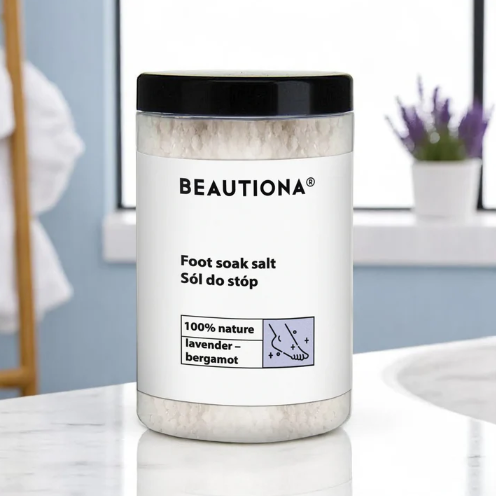 BEAUTIONA pėdų vonios druska su levandomis ir bergamote, 500g 1 BEAUTIONA pėdų vonios druska su levandomis ir bergamote, 500g 1