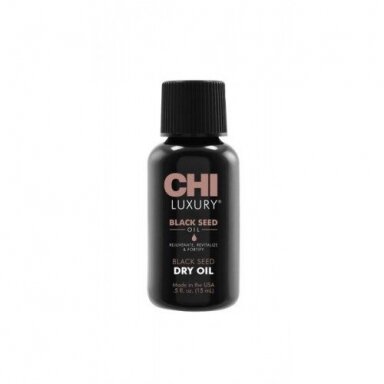 CHI LUXURY BLACK SEED plaukų galiukus atkūriantis ir glotninantis juodųjų kmynų aliejus, 15 ml CHI LUXURY BLACK SEED plaukų galiukus atkūriantis ir glotninantis juodųjų kmynų aliejus, 15 ml