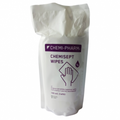 CHEMISEPT WIPES MD alkoholiu suvilgytos paviršių, aparatų bei įrangos dezinfekcinės servetėlės grožio salonams, 100 vnt. - PAPILDYMAS CHEMISEPT WIPES MD alkoholiu suvilgytos paviršių, aparatų bei įrangos dezinfekcinės servetėlės grožio salonams, 100 vnt. - PAPILDYMAS