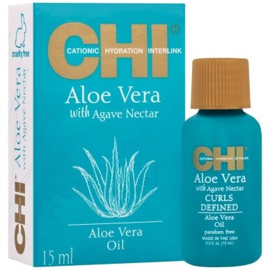 CHI Aloe Vera aliejukas garbanuotiems plaukams su agavų ekstraktais, 15 ml CHI Aloe Vera aliejukas garbanuotiems plaukams su agavų ekstraktais, 15 ml