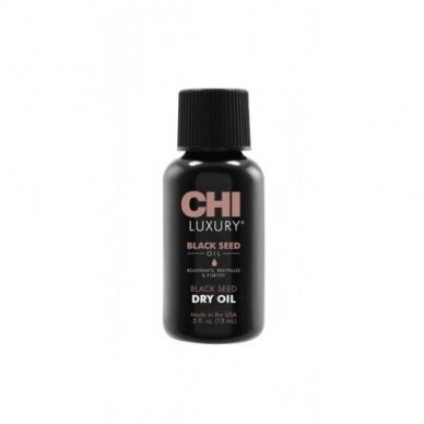 CHI LUXURY BLACK SEED plaukų galiukus atkūriantis ir glotninantis juodųjų kmynų aliejus, 15 ml CHI LUXURY BLACK SEED plaukų galiukus atkūriantis ir glotninantis juodųjų kmynų aliejus, 15 ml