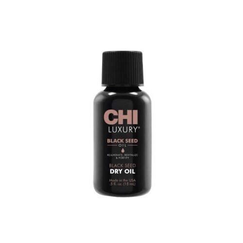 CHI LUXURY BLACK SEED plaukų galiukus atkūriantis ir glotninantis juodųjų kmynų aliejus, 15 ml CHI LUXURY BLACK SEED plaukų galiukus atkūriantis ir glotninantis juodųjų kmynų aliejus, 15 ml