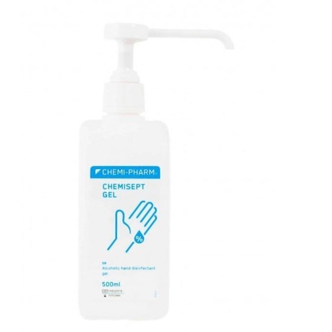 CHEMISEPT GEL greito poveikio gelinis rankų dezinfekantas su pompa grožio salonams, 500 ml CHEMISEPT GEL greito poveikio gelinis rankų dezinfekantas su pompa grožio salonams, 500 ml