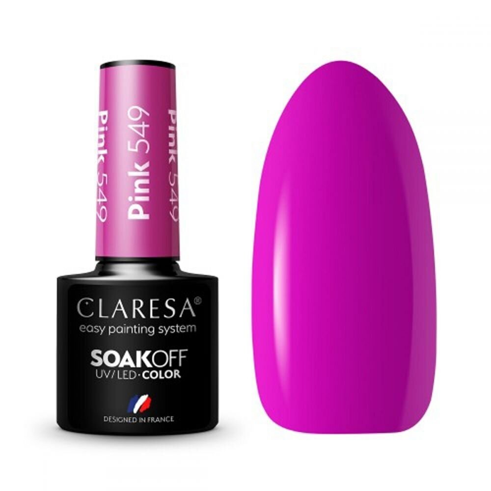 CLARESA ilgalaikis hibridinis nagų lakas PINK 549, 5g.