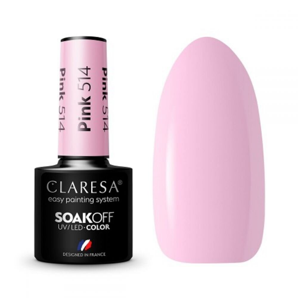 CLARESA ilgalaikis hibridinis nagų lakas PINK 514, 5g.