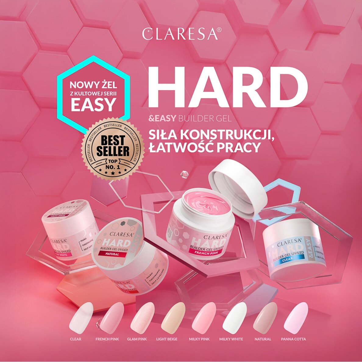 CLARESA BUILDER Hard&Easy statybinis gelis LIGHT BEIGE, 45 g 3