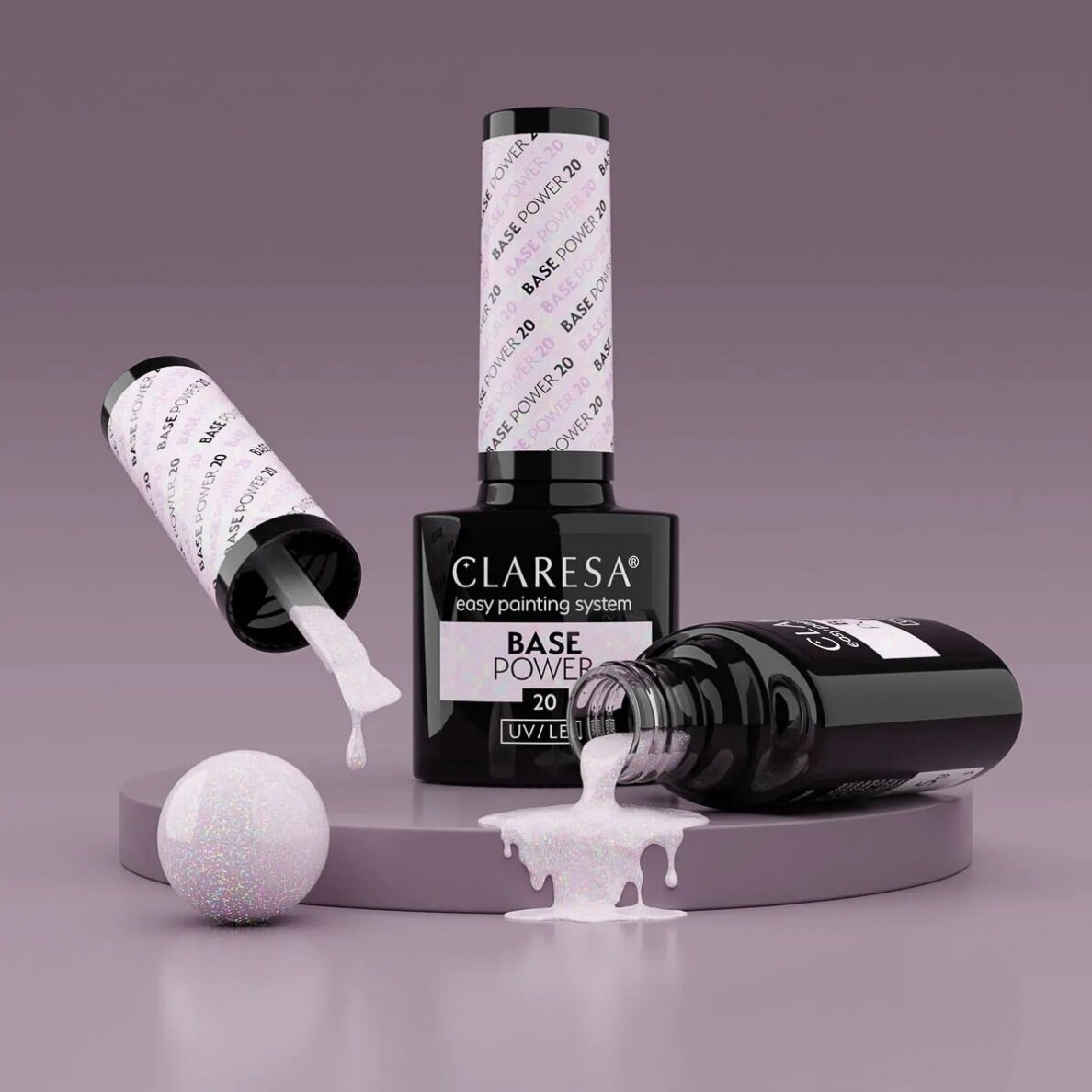 CLARESA hibridinė gelinio lakavimo bazė POWER BASE 20, 5 g. 3 CLARESA hibridinė gelinio lakavimo bazė POWER BASE 20, 5 g. 3