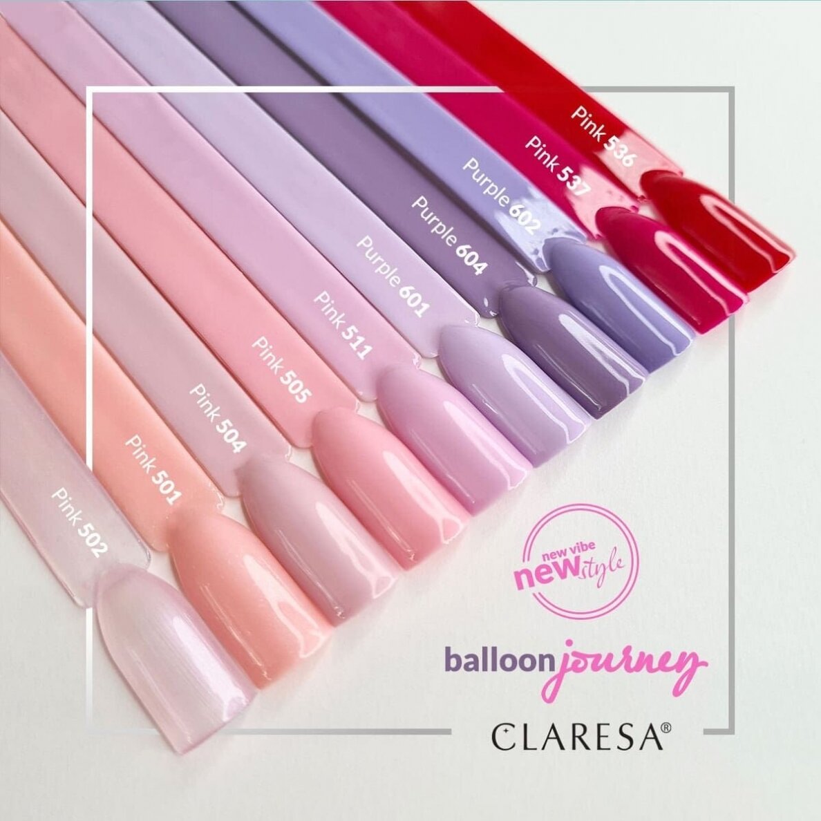 CLARESA ilgalaikis hibridinis nagų lakas PURPLE 604, 5g. 1