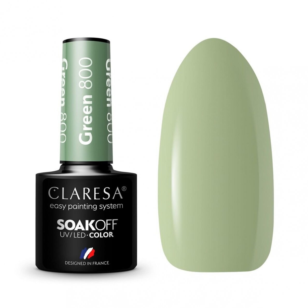 CLARESA ilgalaikis hibridinis nagų lakas GREEN 800, 5 g.