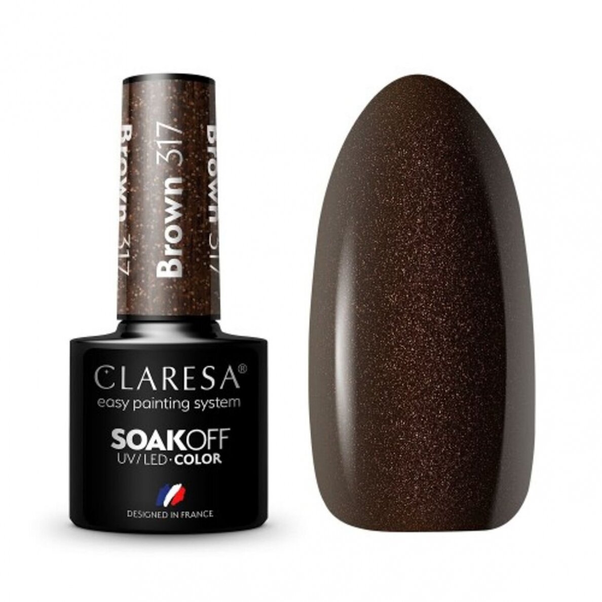 CLARESA ilgalaikis hibridinis nagų lakas BROWN 317, 5g.