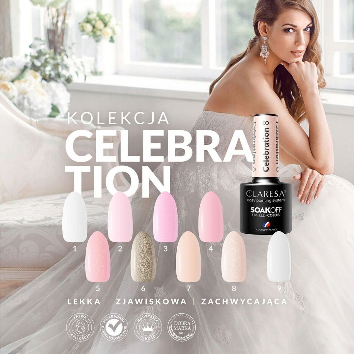 CLARESA ilgalaikis hibridinis nagų lakas CELEBRATION 7, 5g. 2