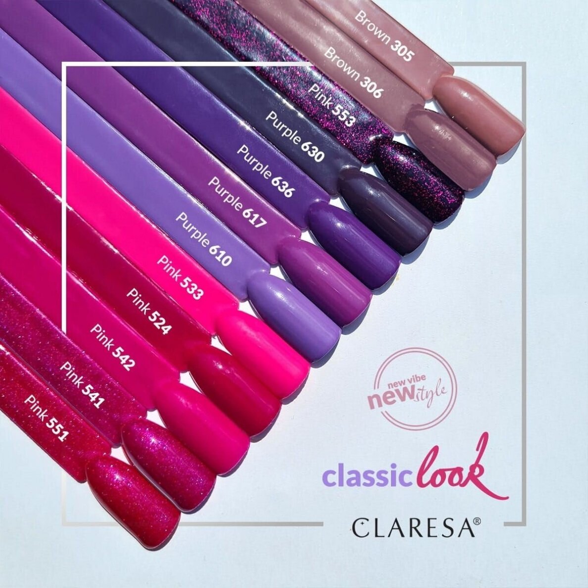 CLARESA ilgalaikis hibridinis nagų lakas PINK 542, 5g. 1