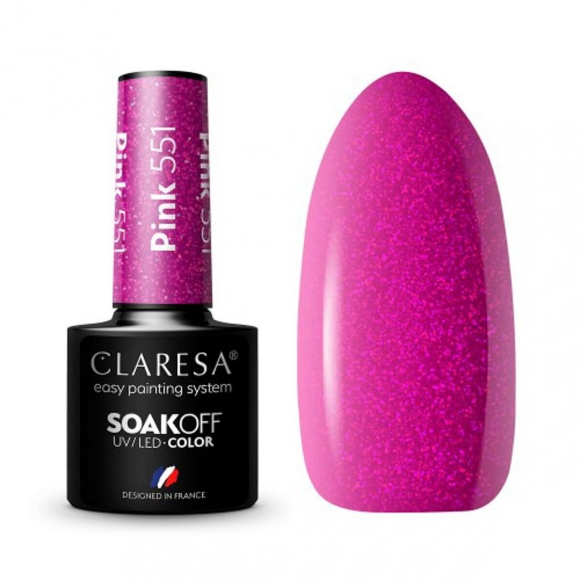 CLARESA ilgalaikis hibridinis nagų lakas PINK 551, 5g.