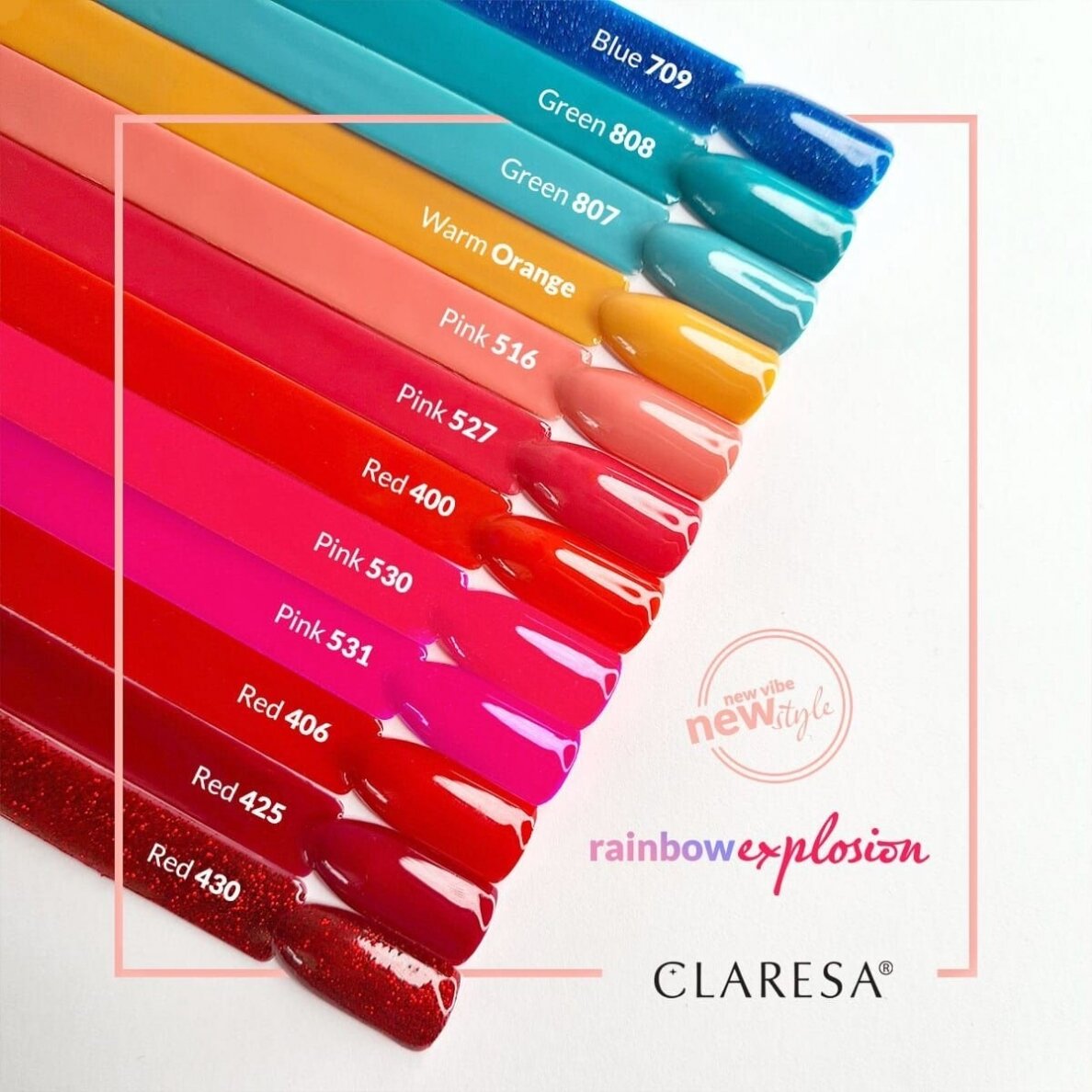 CLARESA ilgalaikis hibridinis nagų lakas RED 400, 5g. 1