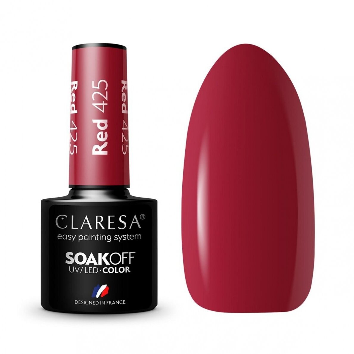 CLARESA ilgalaikis hibridinis nagų lakas RED 425, 5g.
