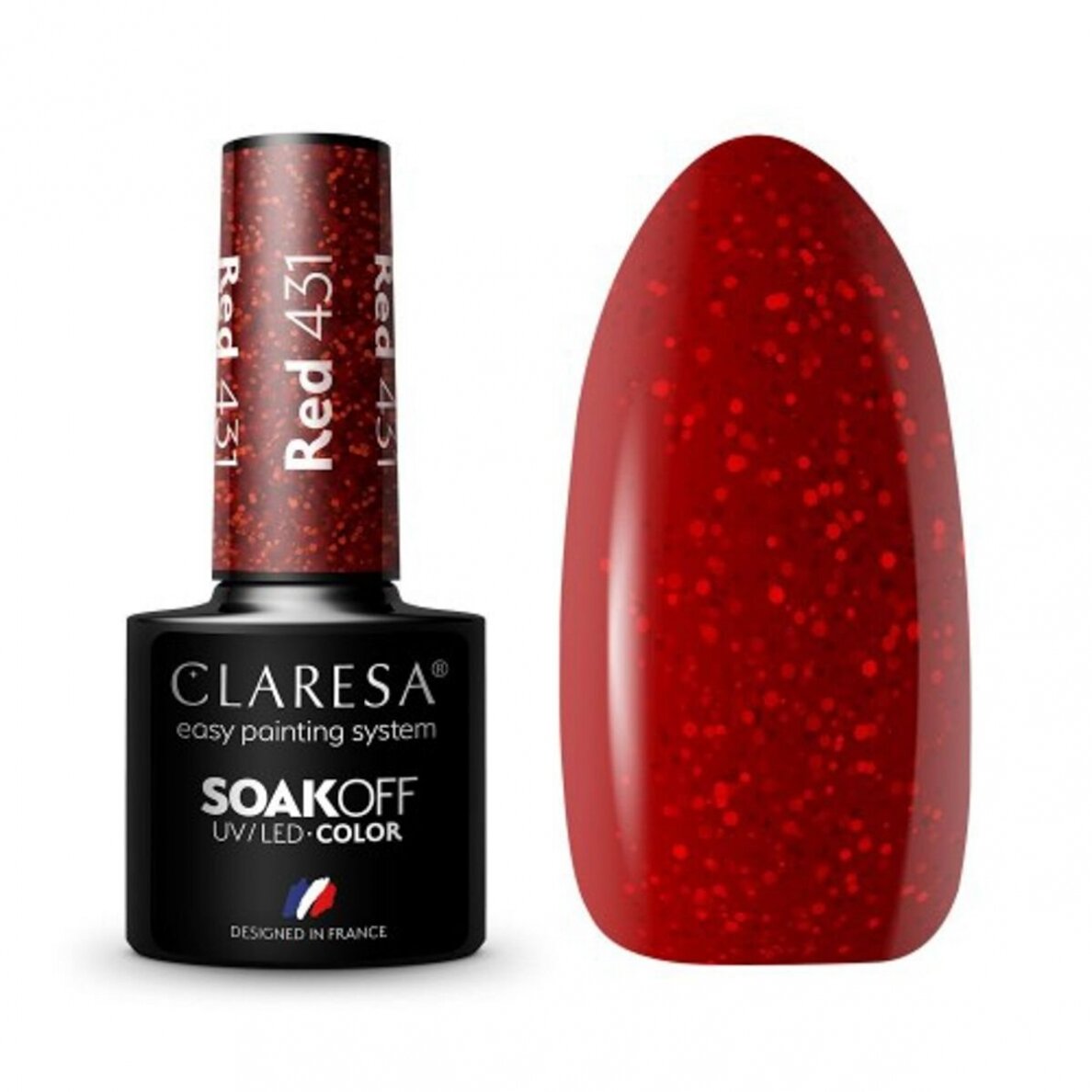CLARESA ilgalaikis hibridinis nagų lakas RED 431, 5g.