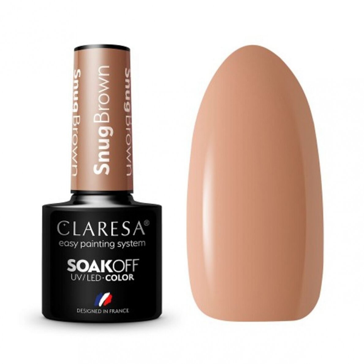 CLARESA ilgalaikis hibridinis nagų lakas SNUG BROWN, 5g.
