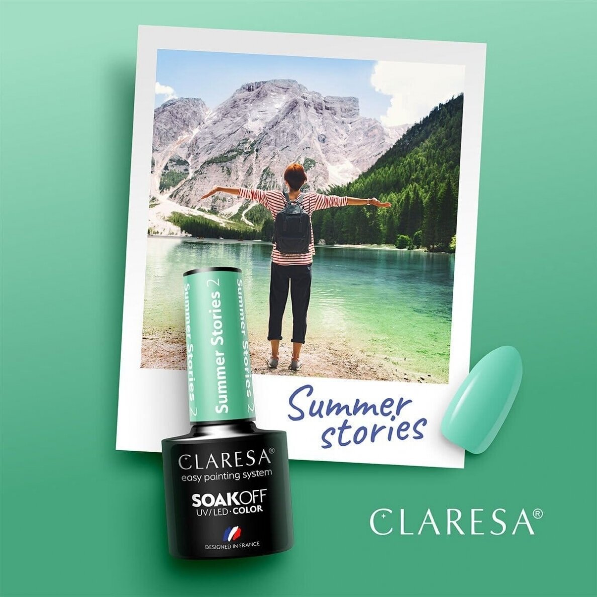 CLARESA ilgalaikis hibridinis nagų lakas SUMMER STORIES 2, 5g. 1 CLARESA ilgalaikis hibridinis nagų lakas SUMMER STORIES 2, 5g. 1