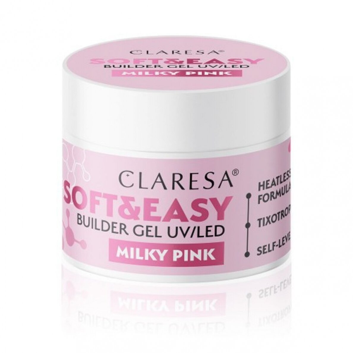 CLARESA statybinis gelis SOFT&EASY GEL MILKY PINK, 45 g. 3 CLARESA statybinis gelis SOFT&EASY GEL MILKY PINK, 45 g. 3