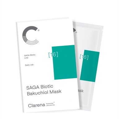 CLARENA SAGA BIOTIC BAKUCHIOL MASK valomoji ir matinė veido kaukė su bakuchioliu, 5 ml