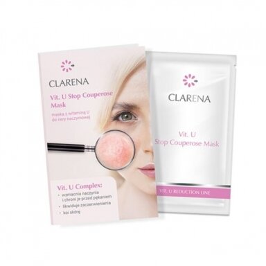 CLARENA VIT. U STOP COUPEROSE kaukė su vitaminu U kuperozinei odai, 5 ml CLARENA VIT. U STOP COUPEROSE kaukė su vitaminu U kuperozinei odai, 5 ml