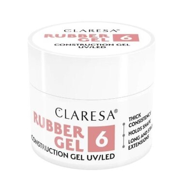 CLARESA gelinio lakavimo bazė RUBBER GEL 6, 12 g CLARESA gelinio lakavimo bazė RUBBER GEL 6, 12 g