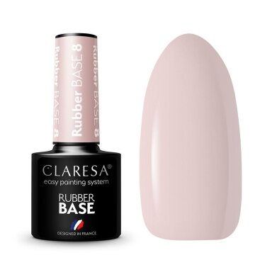 CLARESA hibridinė kaučiukinė gelinio lakavimo bazė RUBBER BASE 8, 5g.