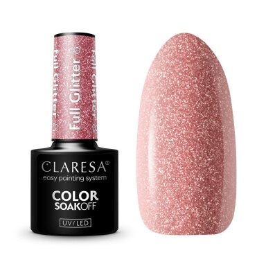 CLARESA ilgalaikis hibridinis nagų lakas FULL GLITTER 8, 5g. CLARESA ilgalaikis hibridinis nagų lakas FULL GLITTER 8, 5g.