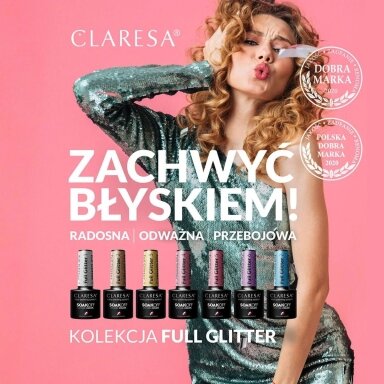 CLARESA ilgalaikis hibridinis nagų lakas FULL GLITTER 3, 5g.