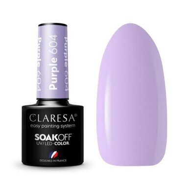 CLARESA ilgalaikis hibridinis nagų lakas PURPLE 604, 5g.
