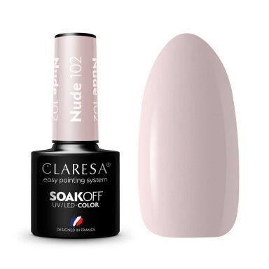 CLARESA ilgalaikis hibridinis nagų lakas NUDE 102, 5g.
