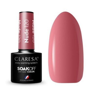 CLARESA ilgalaikis hibridinis nagų lakas NUDE 120, 5g.