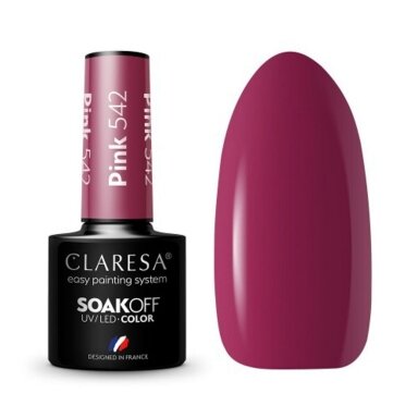 CLARESA ilgalaikis hibridinis nagų lakas PINK 542, 5g.