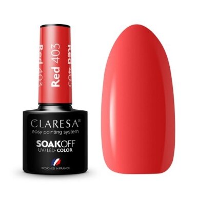 CLARESA ilgalaikis hibridinis nagų lakas RED 403, 5g.