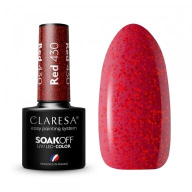 CLARESA ilgalaikis hibridinis nagų lakas RED 430, 5g.