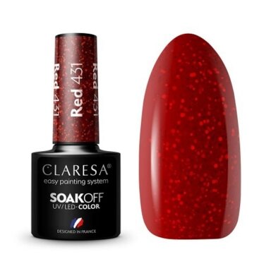 CLARESA ilgalaikis hibridinis nagų lakas RED 431, 5g.