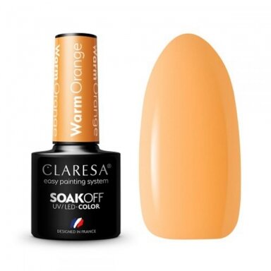 CLARESA ilgalaikis hibridinis nagų lakas WARM ORANGE, 5g.