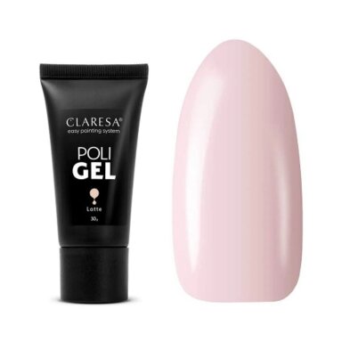 CLARESA POLI GEL nagų priauginimo poligelis persikų spalvos LATTE, 30 g. CLARESA POLI GEL nagų priauginimo poligelis persikų spalvos LATTE, 30 g.