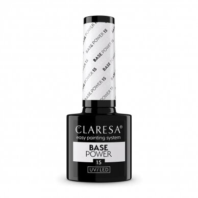 CLARESA hibridinė gelinio lakavimo bazė POWER BASE 15, 5 g. 1 CLARESA hibridinė gelinio lakavimo bazė POWER BASE 15, 5 g. 1
