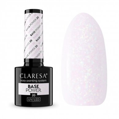 CLARESA hibridinė gelinio lakavimo bazė POWER BASE 20, 5 g. 1 CLARESA hibridinė gelinio lakavimo bazė POWER BASE 20, 5 g. 1