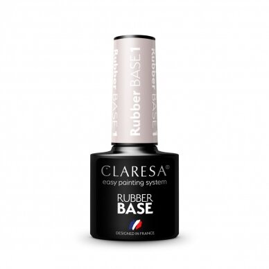 CLARESA hibridinė kaučiukinė gelinio lakavimo bazė RUBBER BASE 1, 5g. 2 CLARESA hibridinė kaučiukinė gelinio lakavimo bazė RUBBER BASE 1, 5g. 2