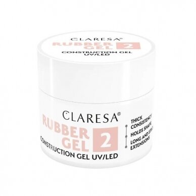 CLARESA gelinio lakavimo bazė RUBBER GEL 2, 12 g 2 CLARESA gelinio lakavimo bazė RUBBER GEL 2, 12 g 2