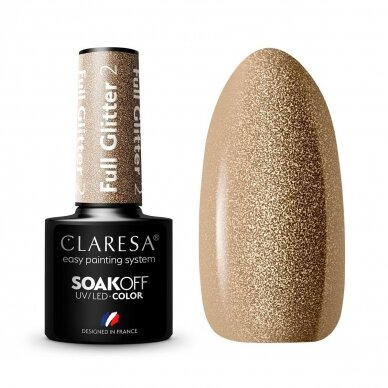 CLARESA ilgalaikis hibridinis nagų lakas FULL GLITTER 2, 5g.